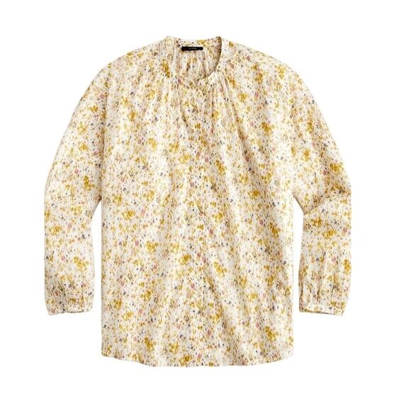 J. CREW Cotton-Voile Button-Front Top Women XL Soft Posies Cottage Fairy Preppy - Picture 3 of 14